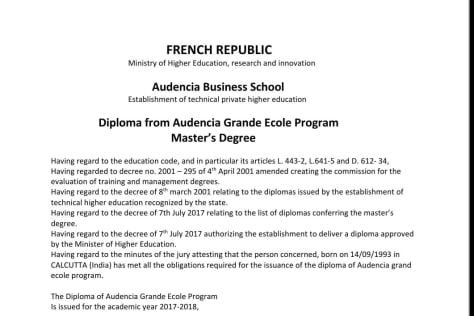 Translating certificates from French to English