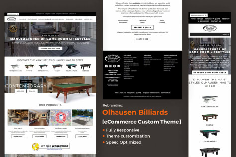 Billiards Manufacture eCommerce Wordpress Website