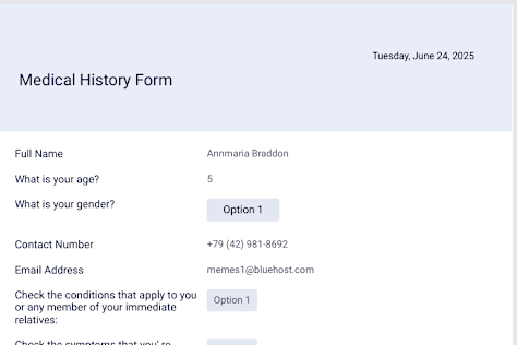 Create Fillable Medical History Form