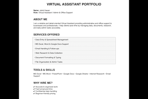 Professional Virtual Assistant | Excel | Word | PPT