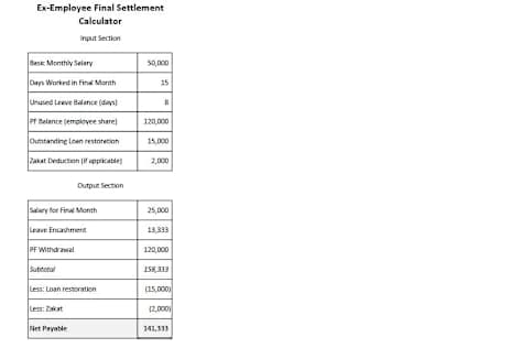 Ex-Employee Final Settlement Calculator
