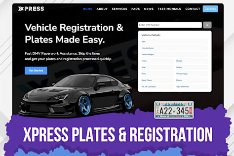 Vehicle Registration Business WordPress Website with Online System