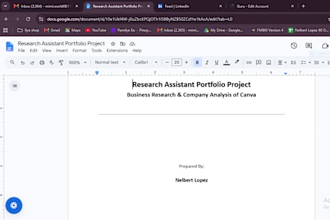 Research Assistant Portfolio Project: Business Research & Company Analysis of Canva