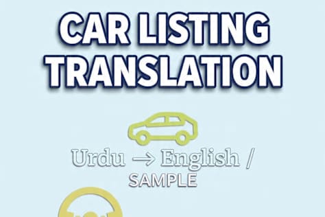 Title: Car Listing Translation - Urdu to English Sample