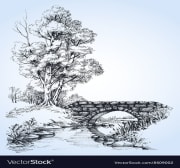 Park sketch a stone bridge over river vector image on VectorStock.jpg