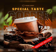 Coffee drink special taste menu with decorations bean coffee cafe restaurant poster banner template.jpg