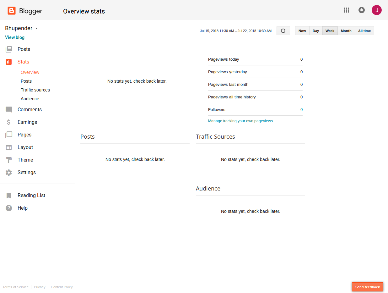 status tab blogger blog