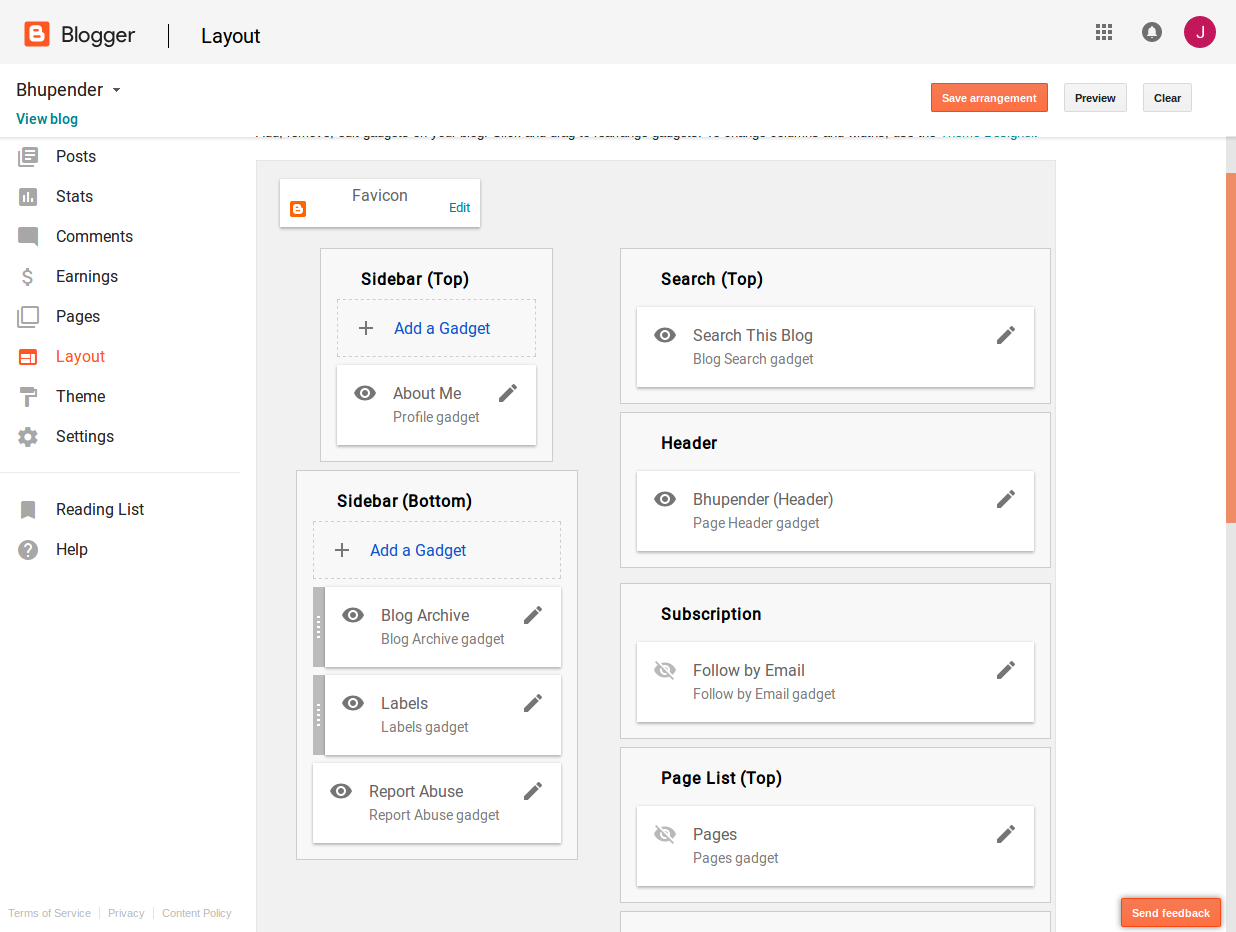 blogger layout window pic