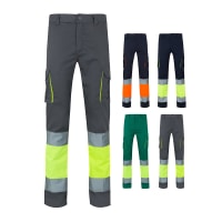 VL ZEUS. Pantalón elástico multibolsillos bicolor (240 g/m²), en algodón (46 %), EME (38 %) y poliéster (16 %)