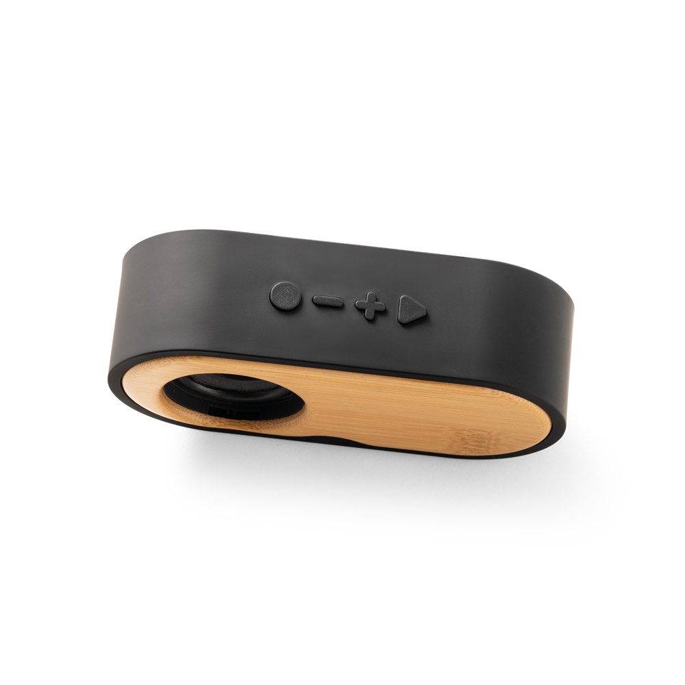 TILLY. Altavoz portátil de 3W con 5h de autonomía, fabricado en bambú y ABS reciclado (100% rABS)