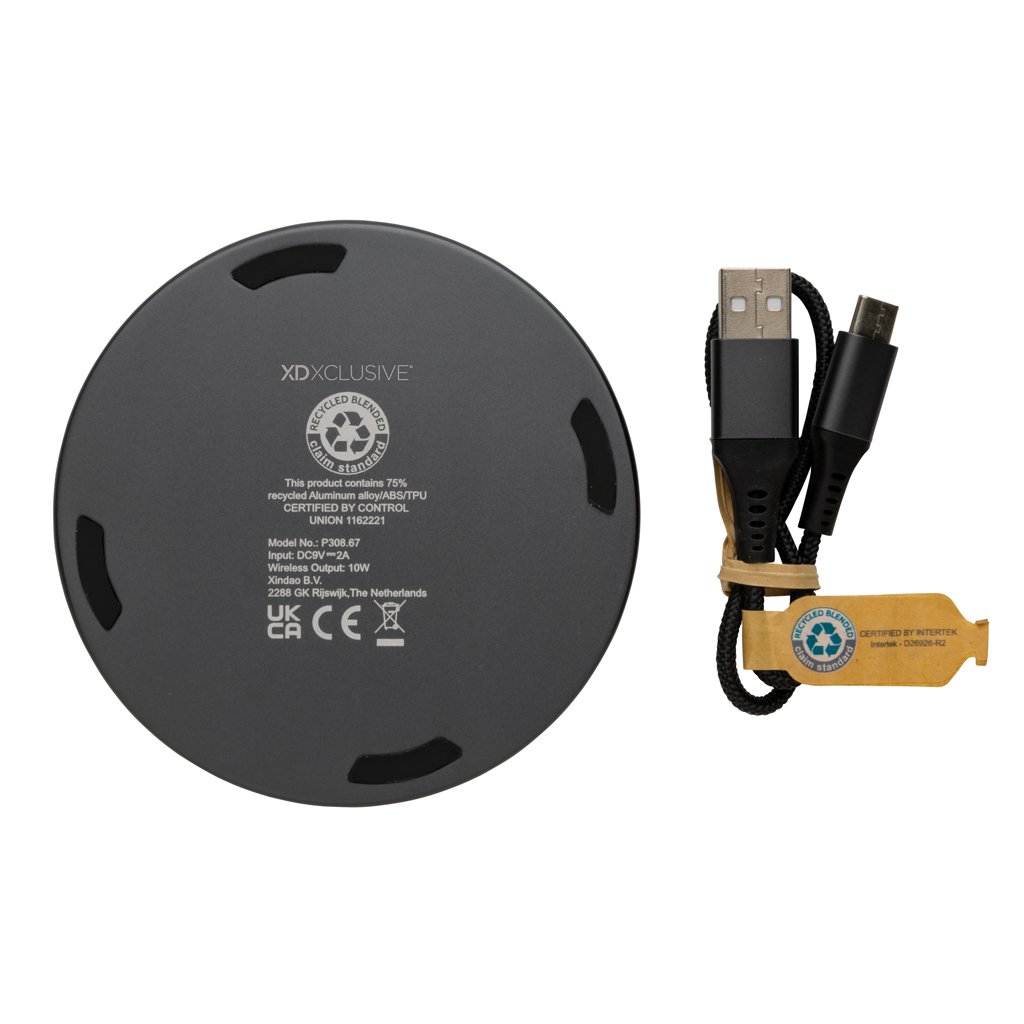 Cargador inalámbrico Terra RCS de aluminio reciclado de 10W