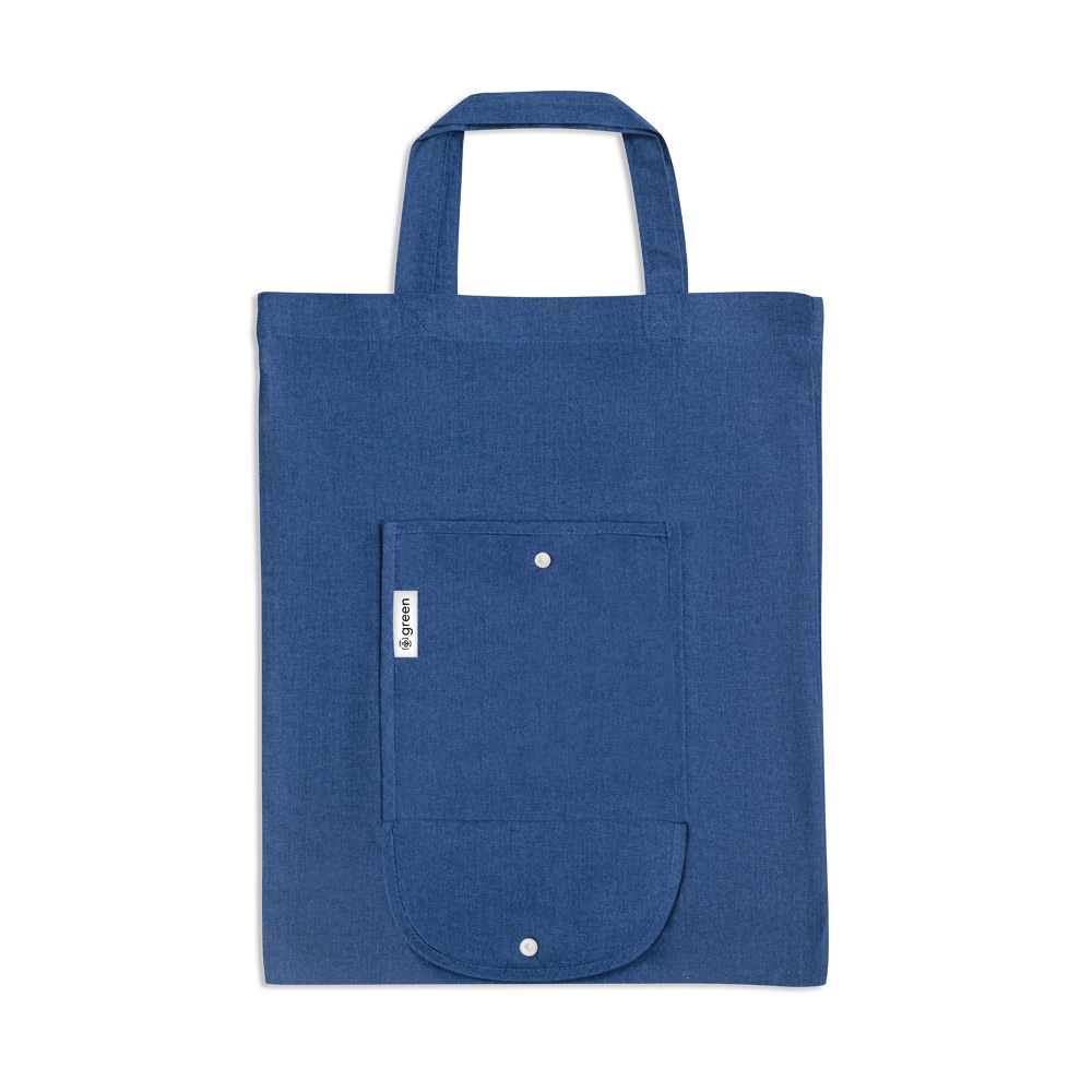 SIENA. Bolsa plegable de algodón (50%), algodón reciclado (30%) y poliéster (20% rPET) (140 g/m²)