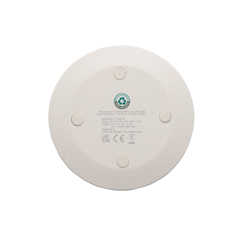 Cargador rápido inalámbrico 15W de plástico reciclado RCS