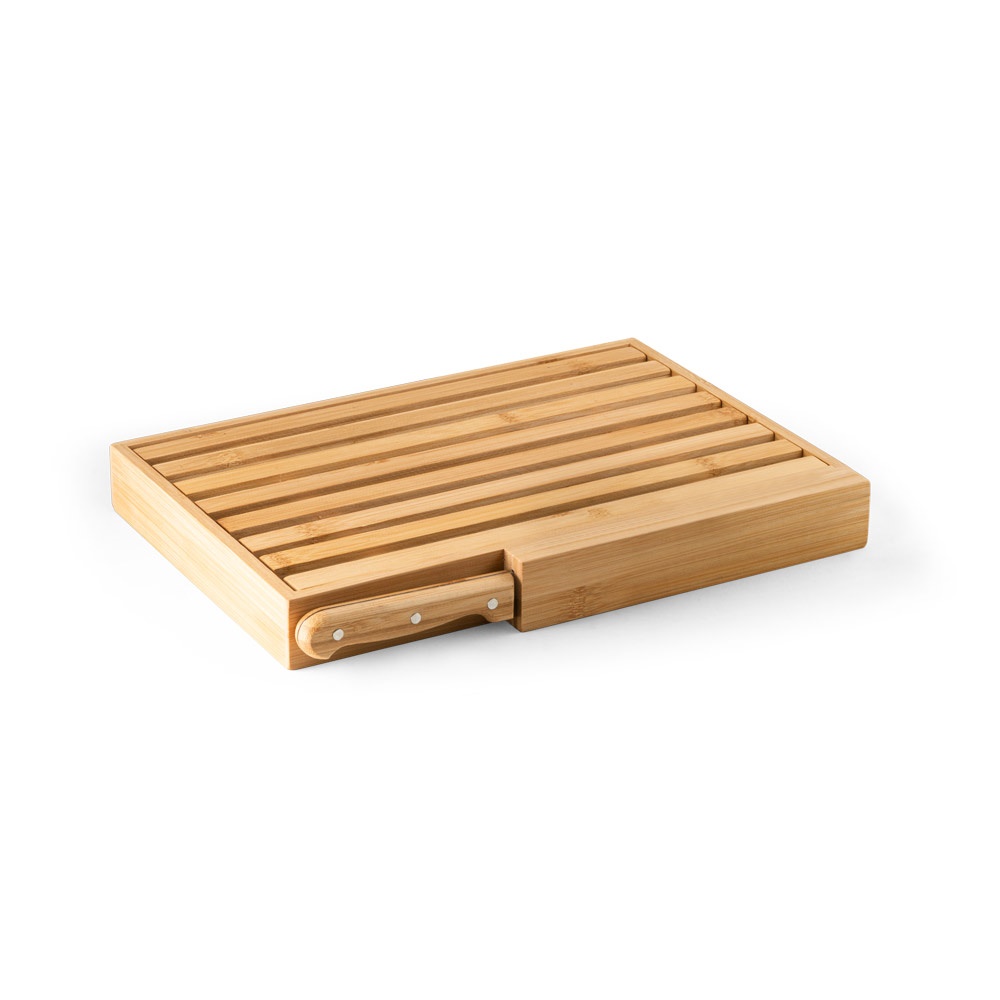 PASSARD. Tabla de pan en bambú con cuchillo de acero inoxidable