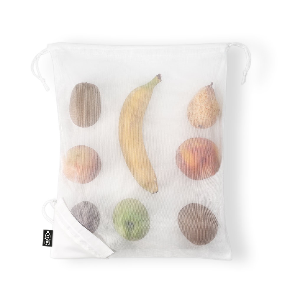 BOLZANO. Bolsa plegable fabricada en malla y poliéster reciclado 190T (100% rPET)