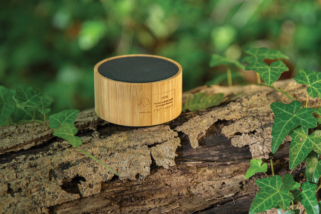 Altavoz inalámbrico 3W bambú y RCS