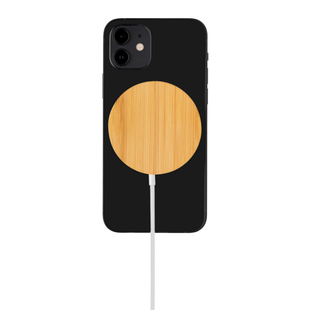 Cargador inalámbrico magnético de bambú de 10W