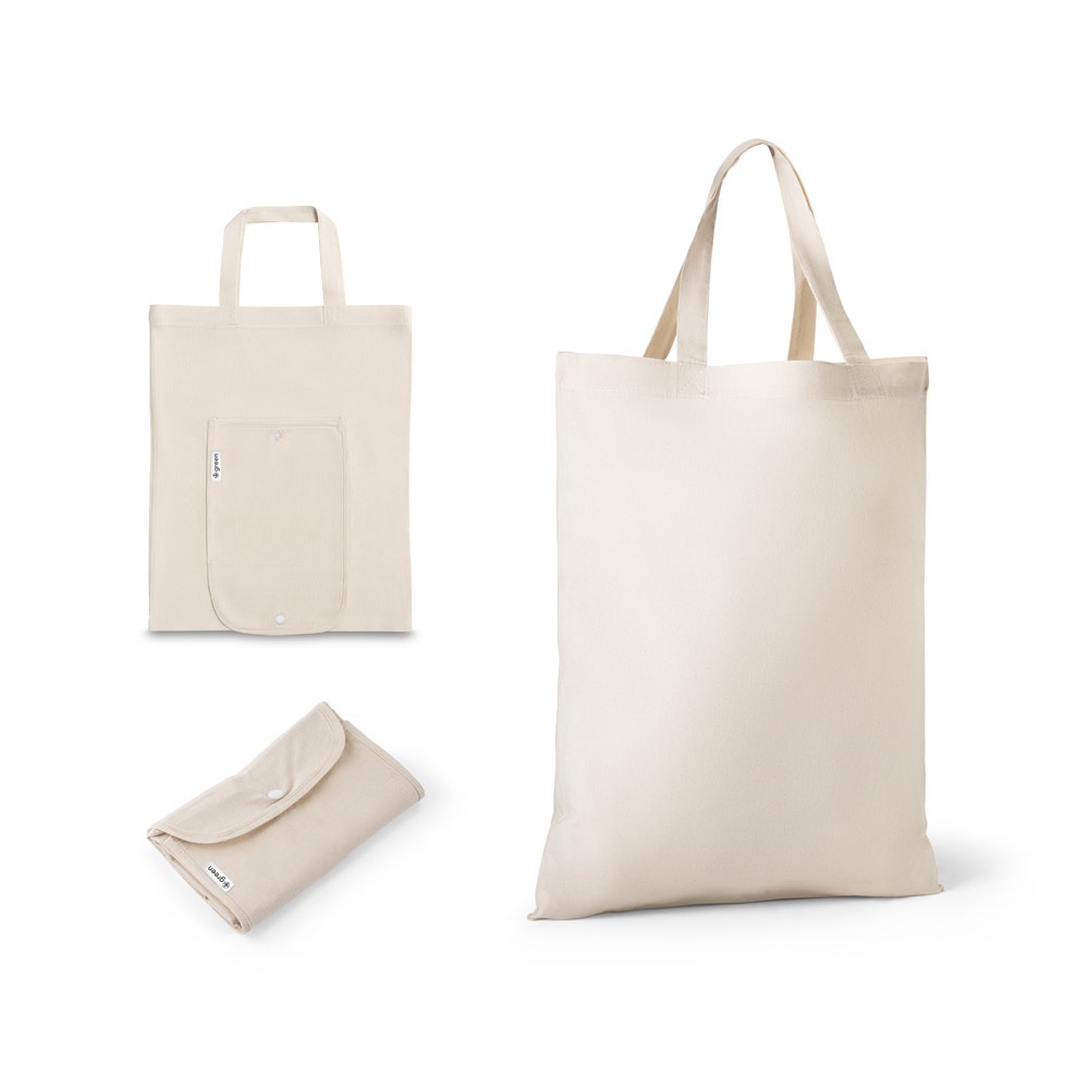 BEIRUT. Bolsa plegable de algodón (50%), algodón reciclado (30%) y poliéster (20% rPET) (140 g/m²)
