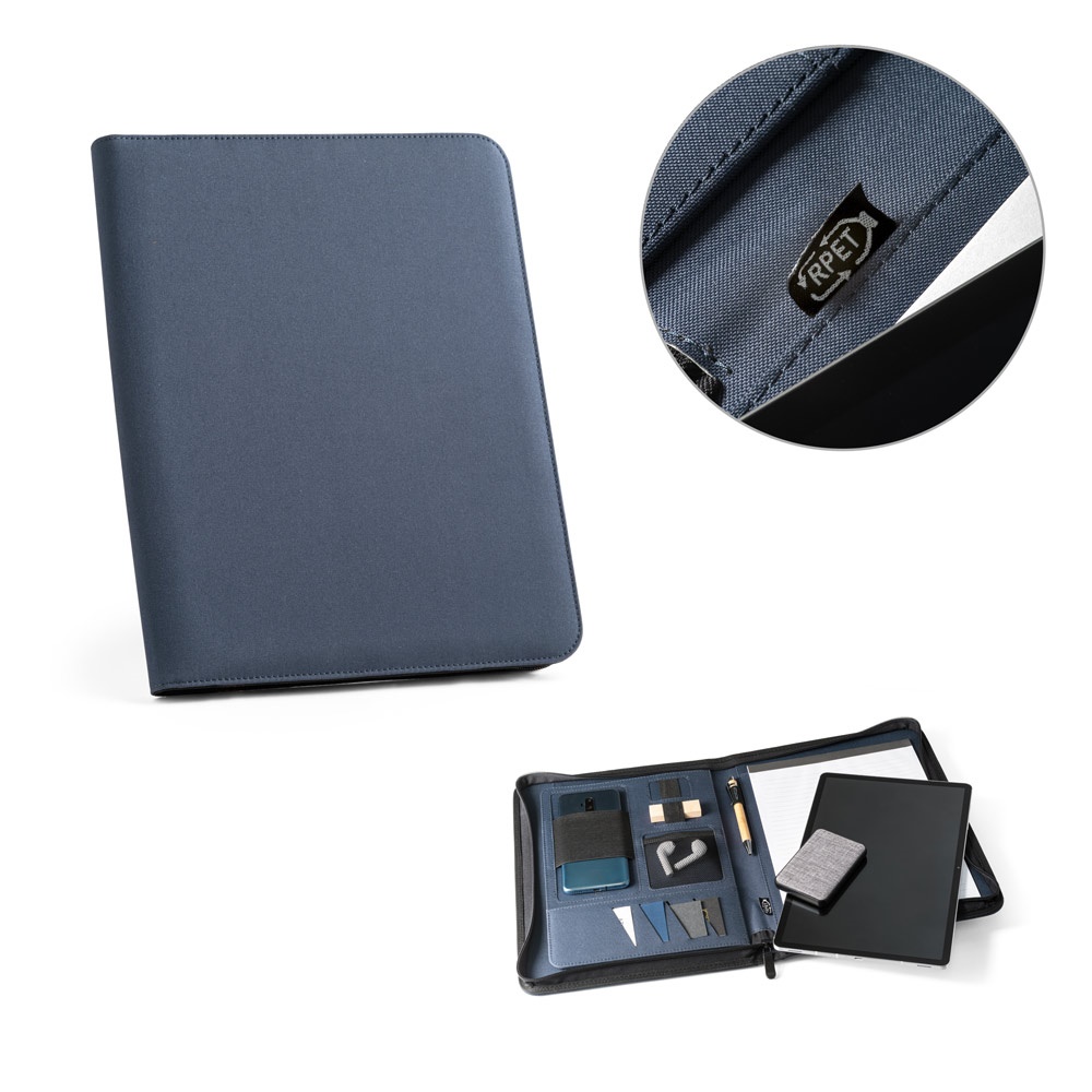 EMERGE FOLDER. Carpeta tamaño A4 hecha en poliéster reciclado (100% rPET) 300D con cremallera