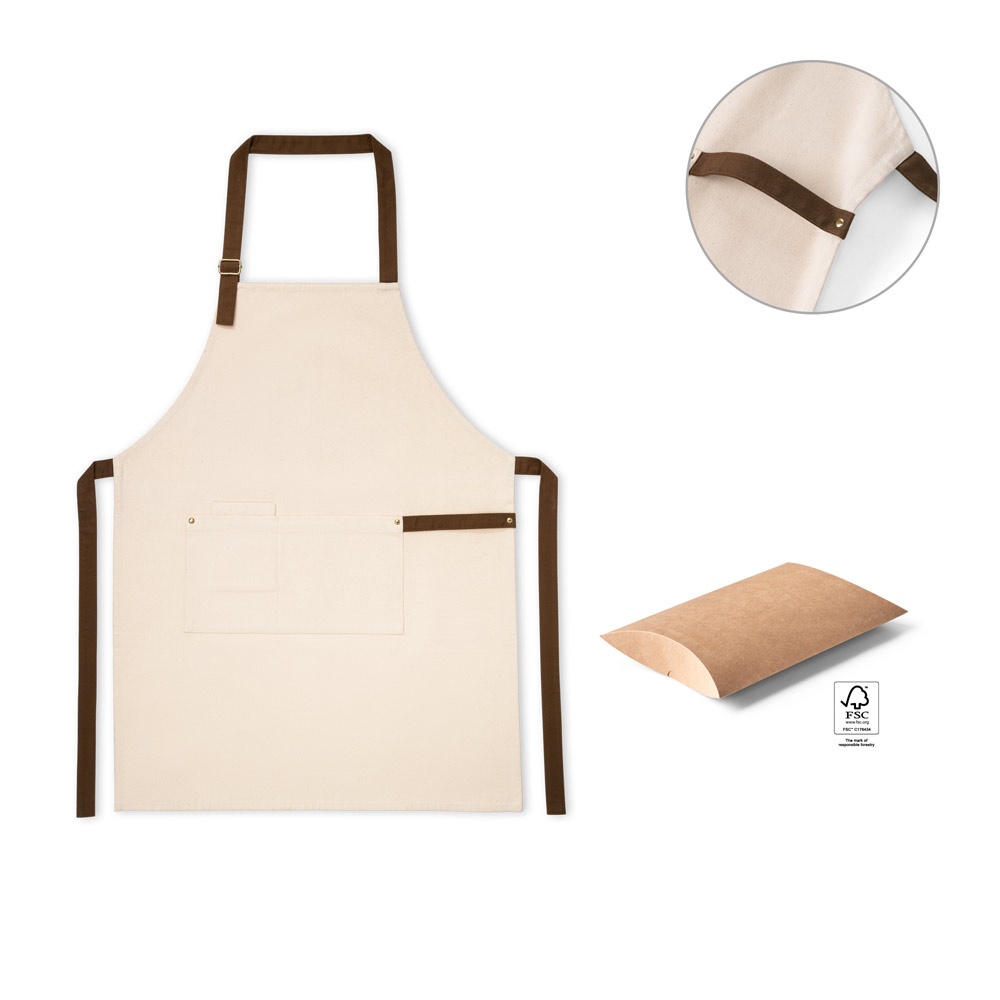 HOLM. Delantal de lona 100% algodón (320 g/m²) con detalles metálicos