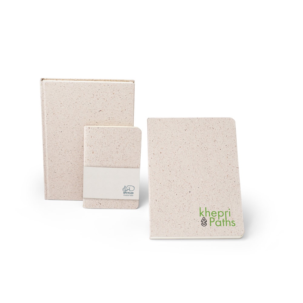 ORGANIC SEMI-RIGID. Bloc de notas A5 con tapa semirrígida de materia orgánica de elefante (80%)
