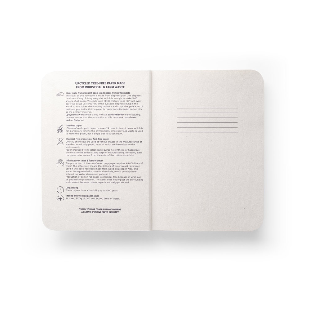 ORGANIC SEMI-RIGID. Bloc de notas A5 con tapa semirrígida de materia orgánica de elefante (80%)