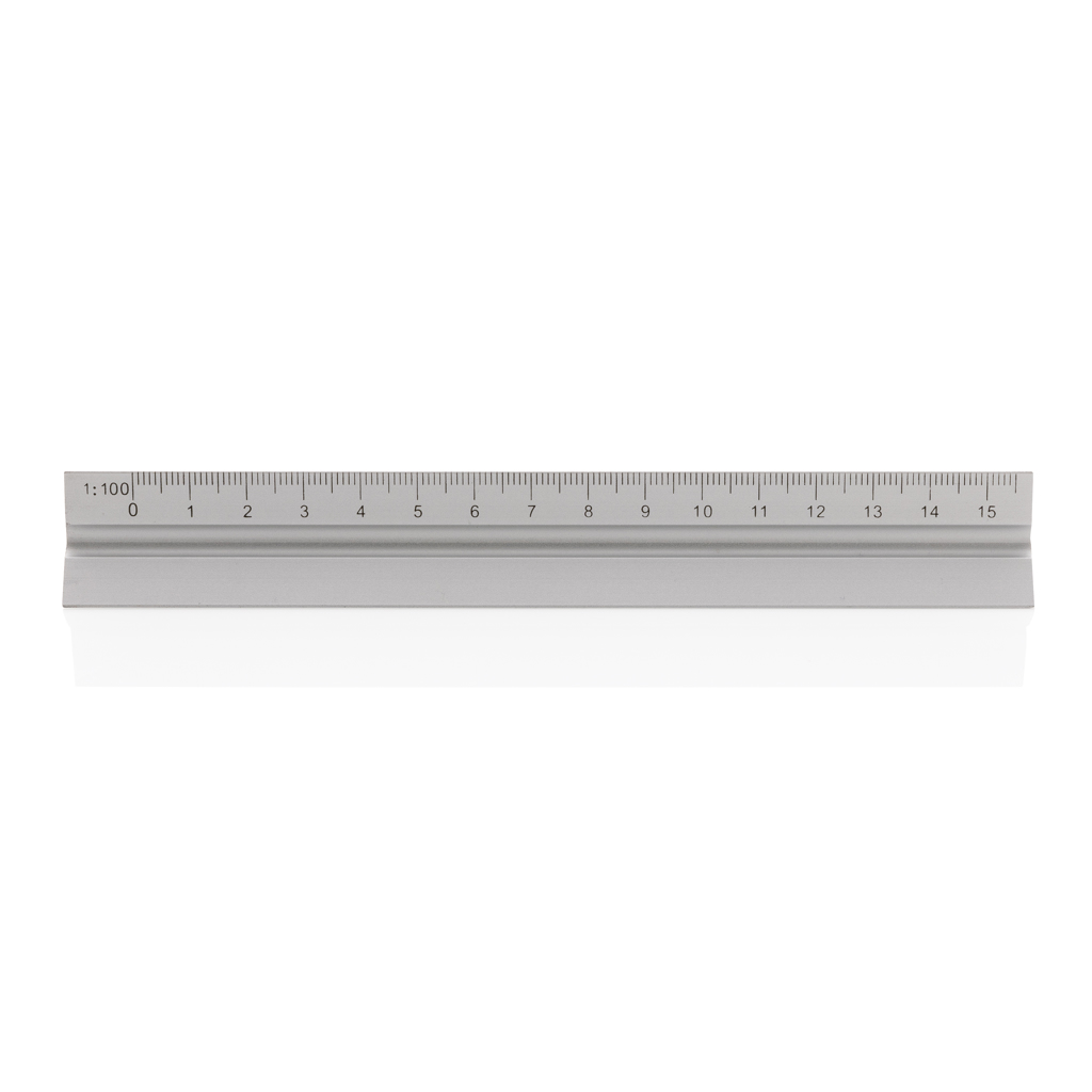 Regla triangular de aluminio 15cm.