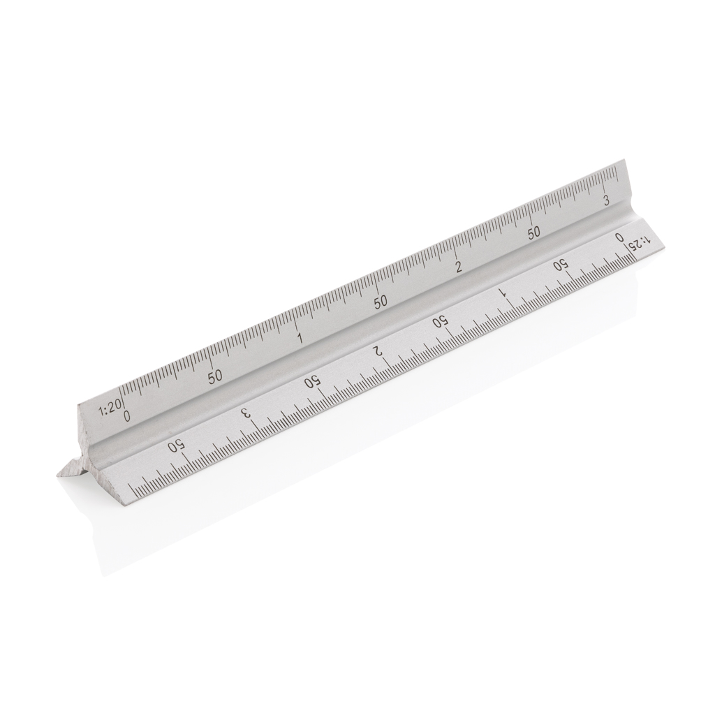 Regla triangular de aluminio 15cm.