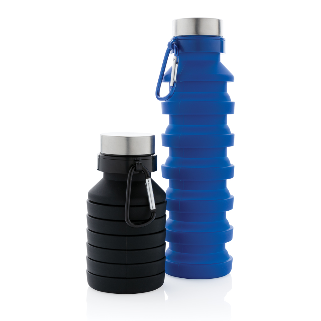 Botella de silicona plegable antigoteo con tapa