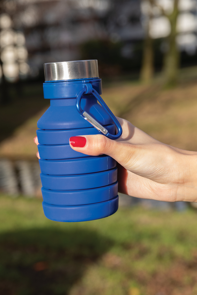 Botella de silicona plegable antigoteo con tapa