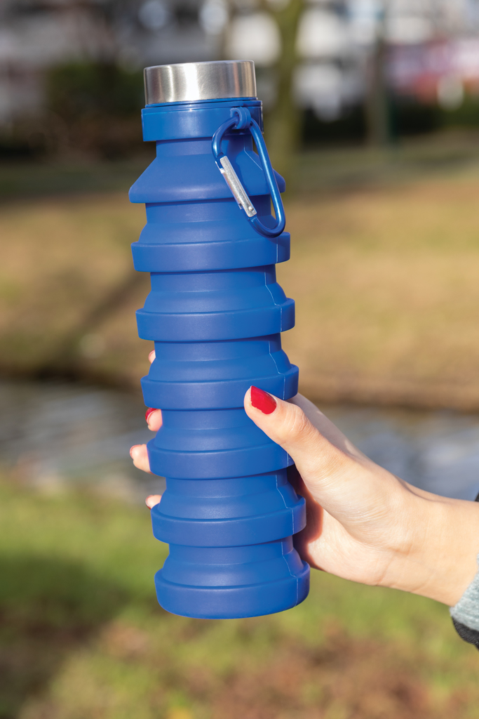 Botella de silicona plegable antigoteo con tapa