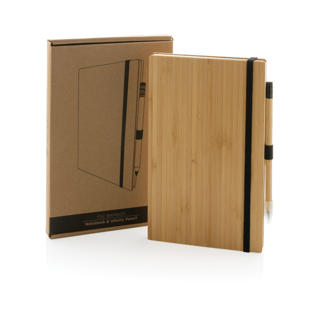 Set de cuaderno y lápiz infinito de bambú
