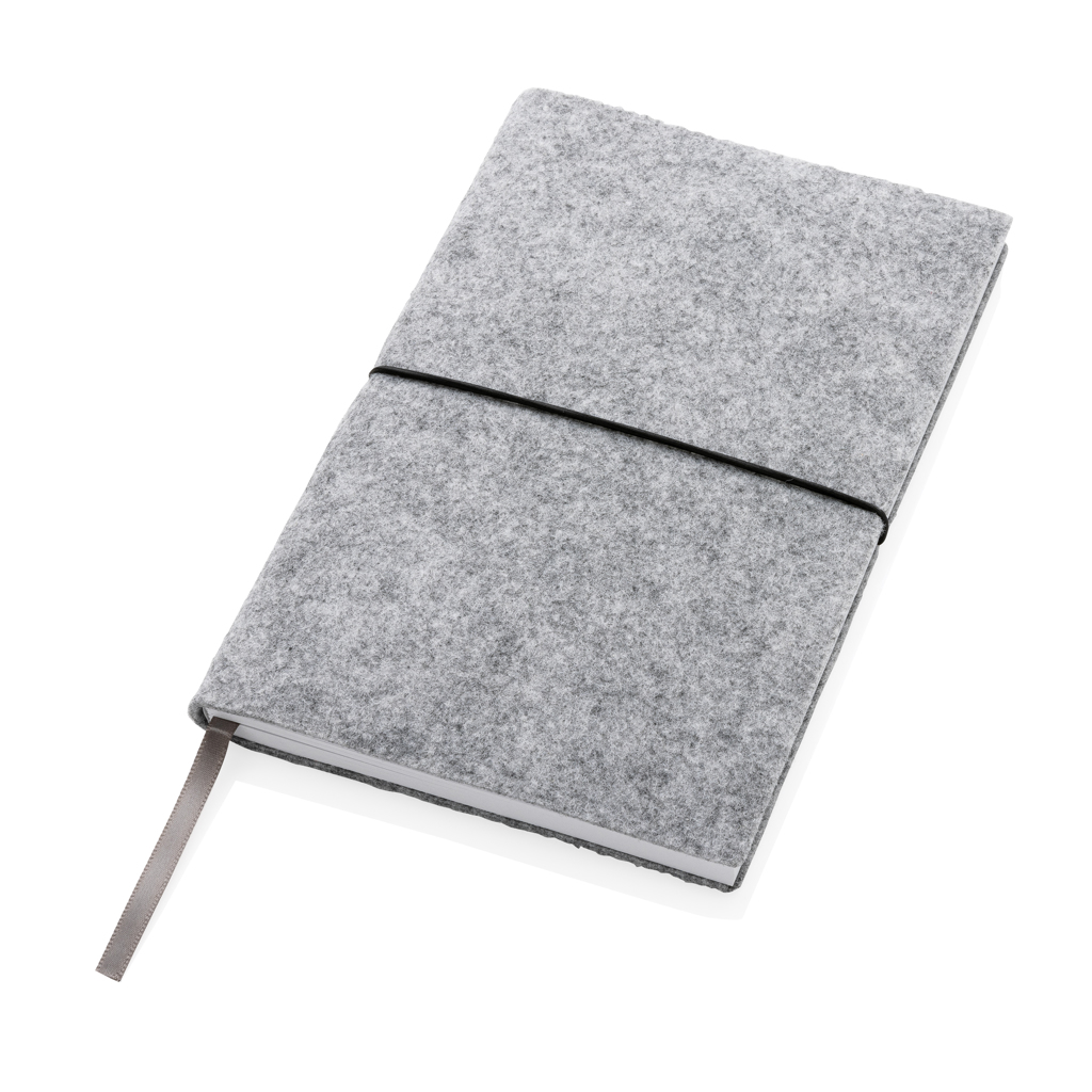 Libreta A5 tapa blanda de fieltro reciclado certificado GRS