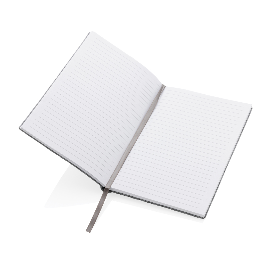 Libreta A5 tapa blanda de fieltro reciclado certificado GRS