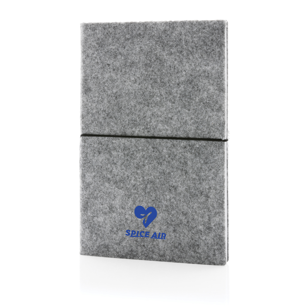 Libreta A5 tapa blanda de fieltro reciclado certificado GRS