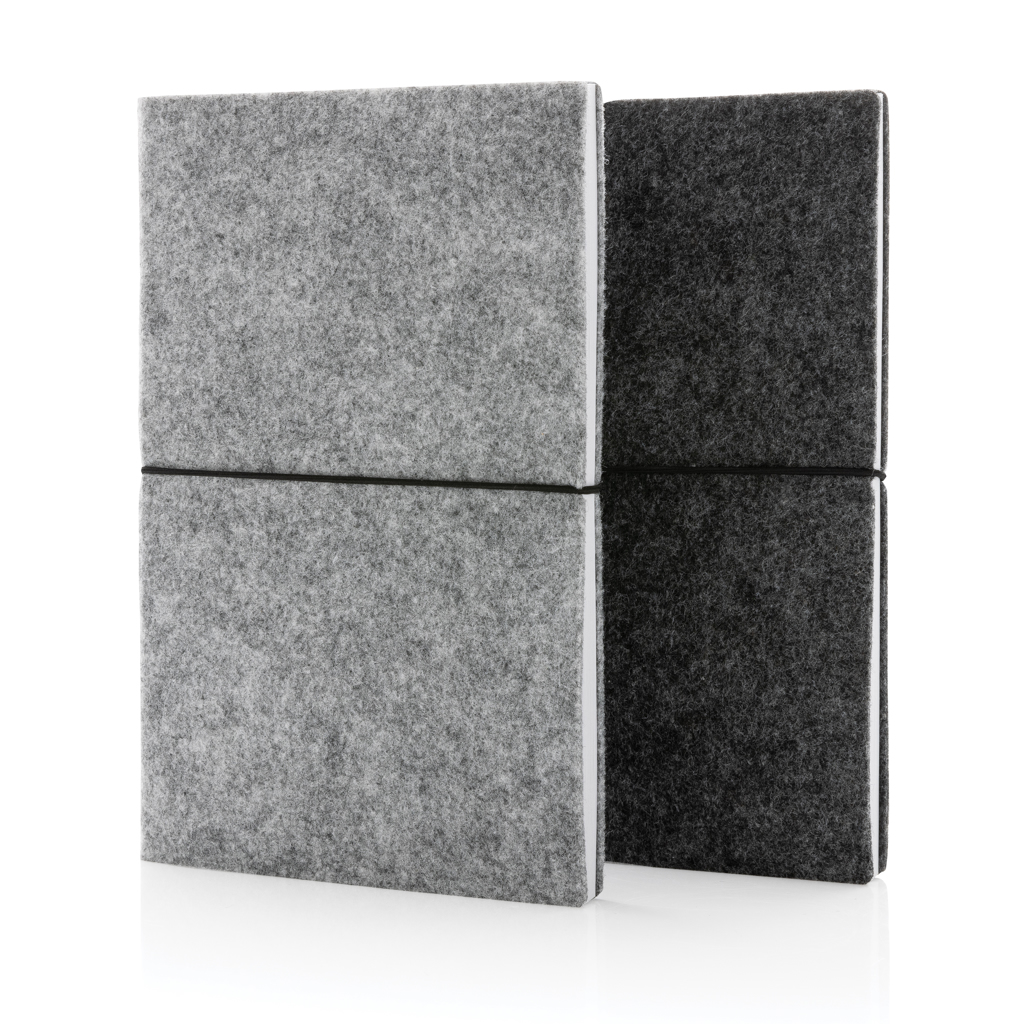 Libreta A5 tapa blanda de fieltro reciclado certificado GRS
