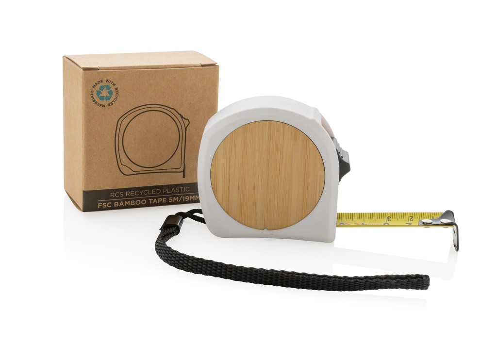 Flexómetro de bambú de plástico reciclado RCS 5M/19mm