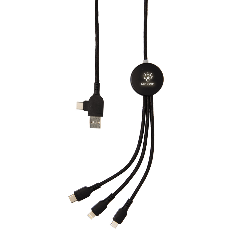 Cable 6 en 1 con logo iluminado