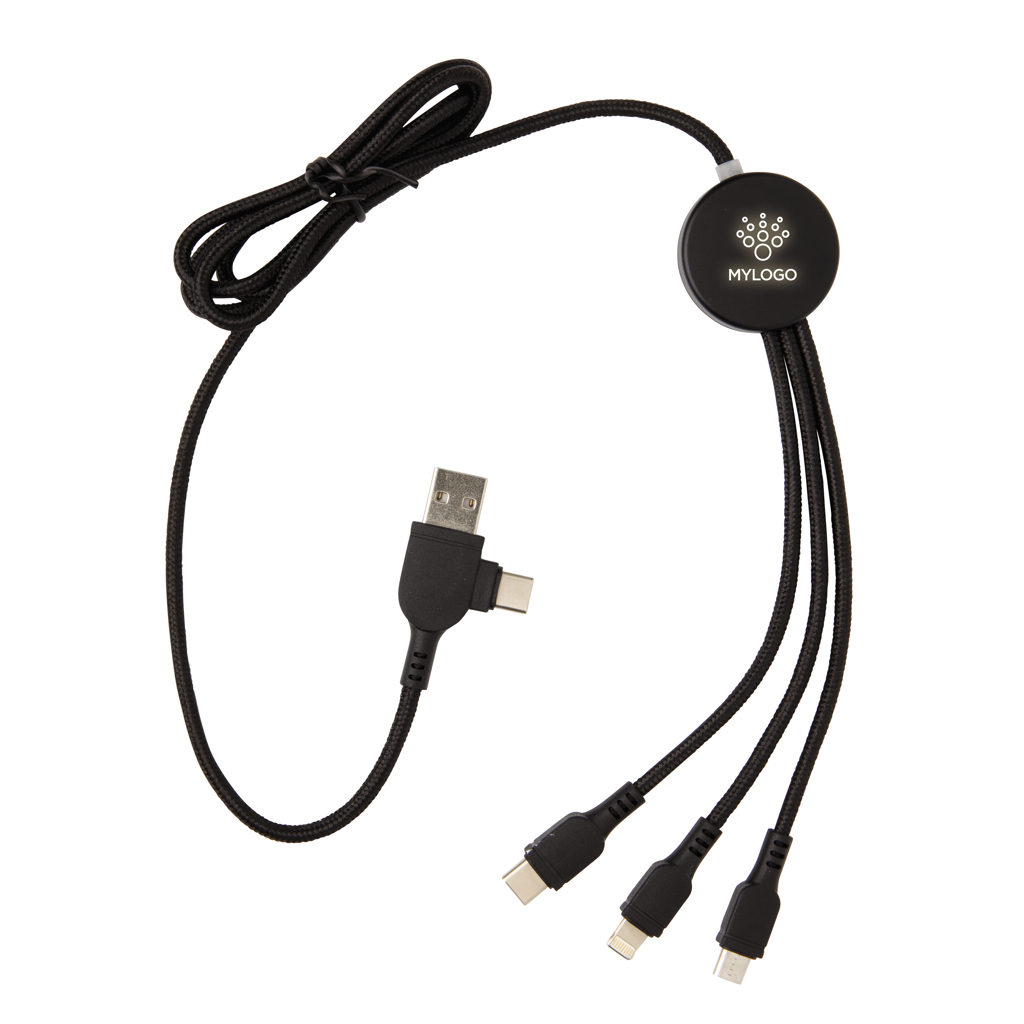 Cable 6 en 1 con logo iluminado