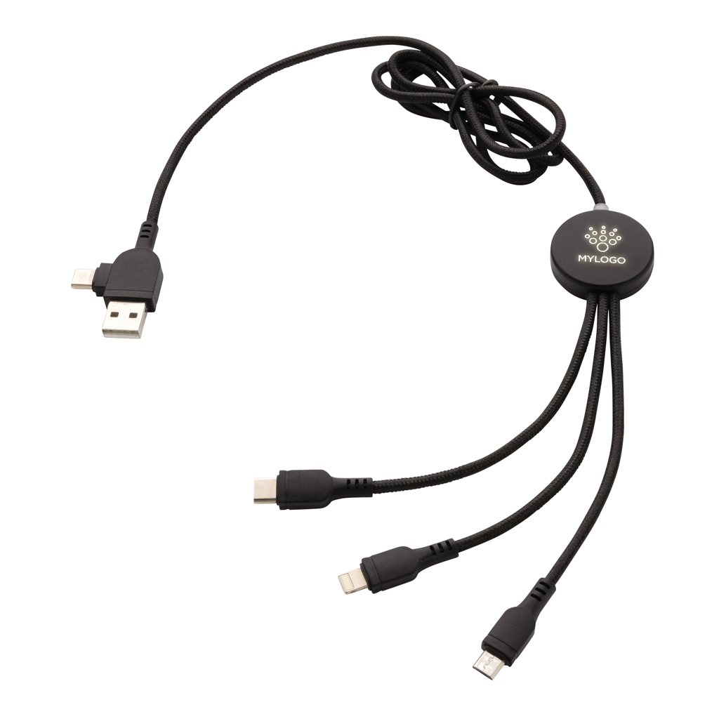 Cable 6 en 1 con logo iluminado