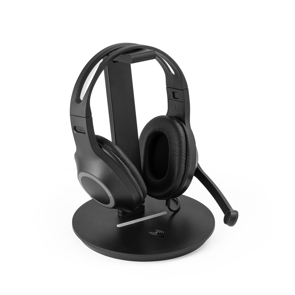GERST. Soporte para auriculares en ABS con cargador inalámbrico incorporado