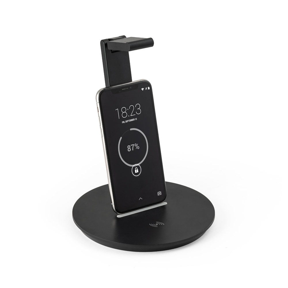 GERST. Soporte para auriculares en ABS con cargador inalámbrico incorporado