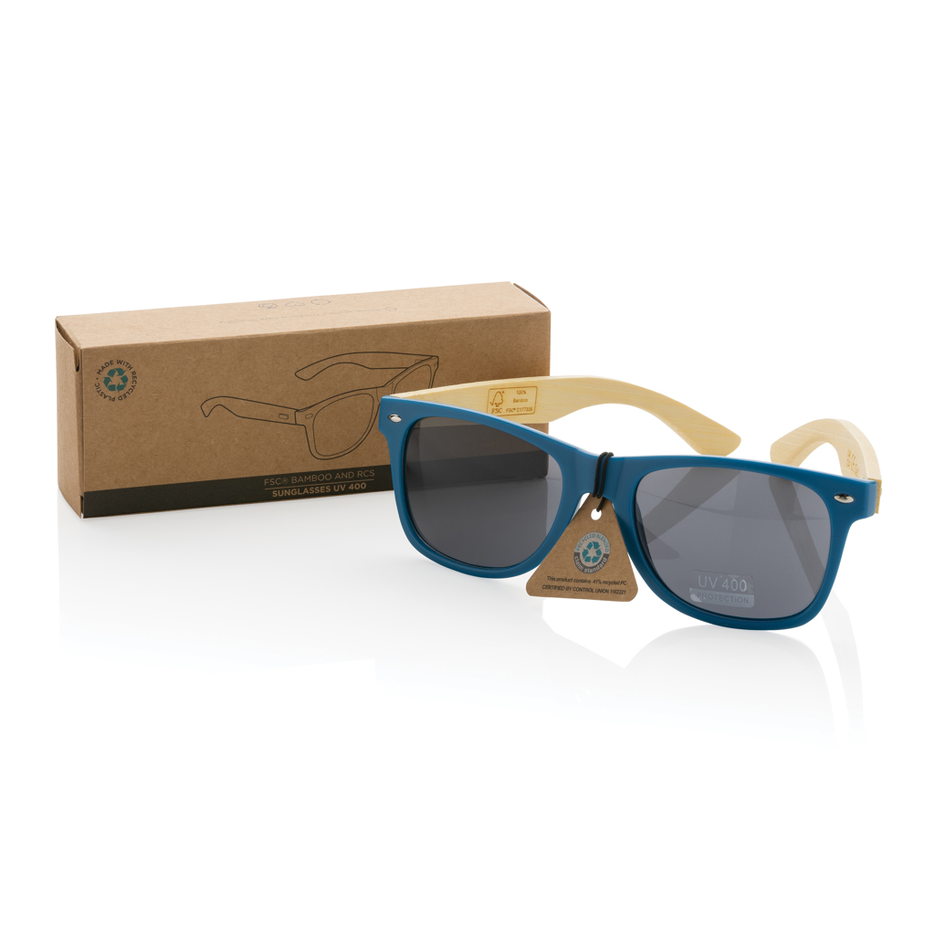 Gafas de sol de plástico reciclado bambú y RCS