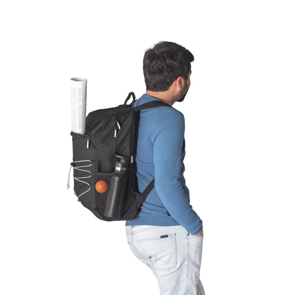 DELFOS BACKPACK. Mochila para portátil de 300D poliéster reciclado y 600D poliéster reciclado con elementos reflectantes