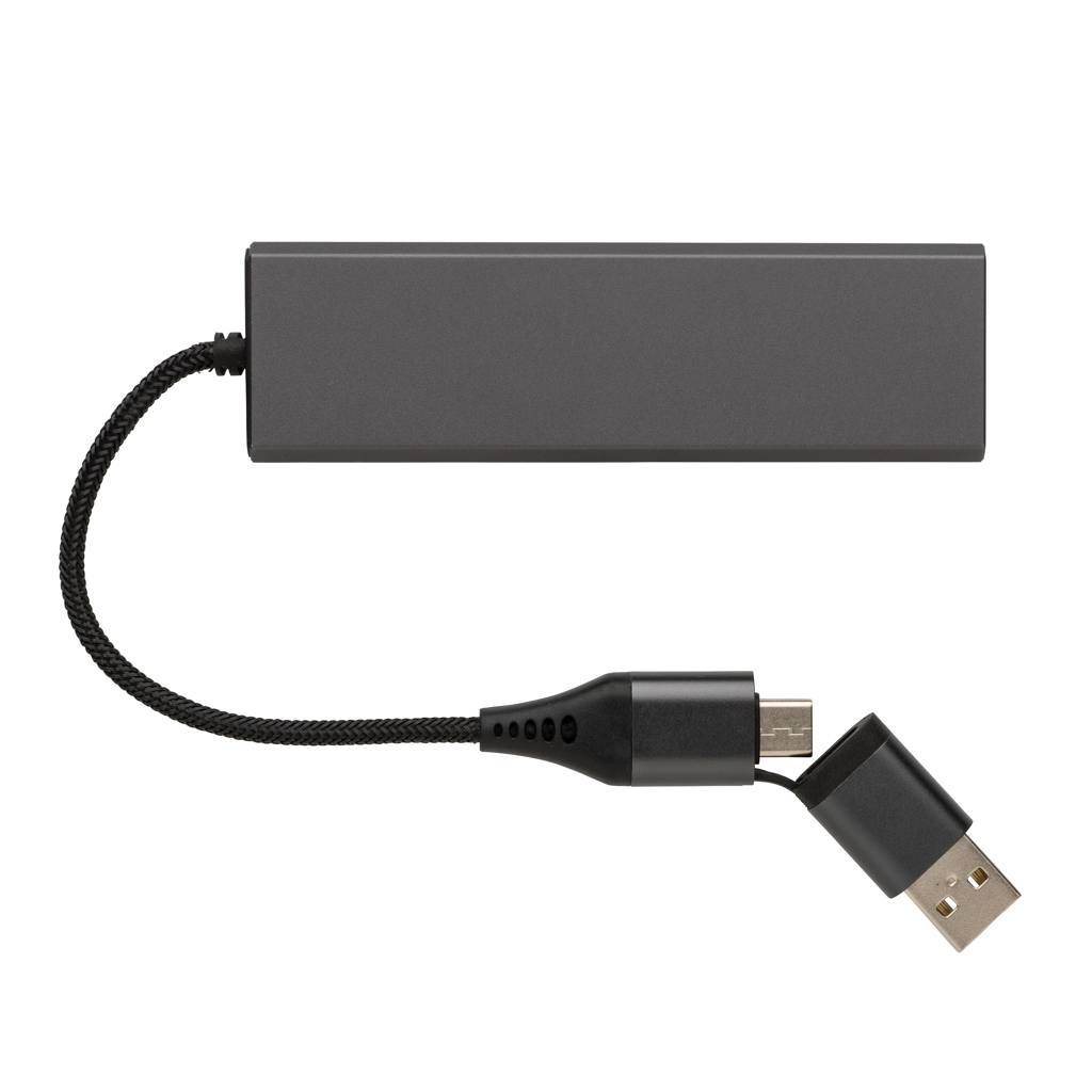 Hub Terra de aluminio reciclado  RCS con 3 puertos USB