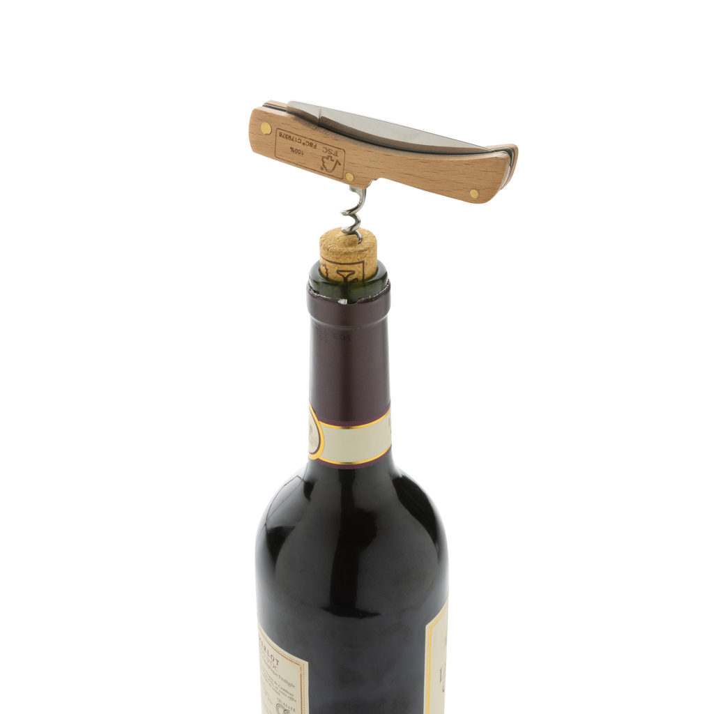 Navaja de madera con abrebotellas