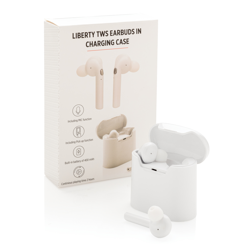 Auriculares inalámbricos Liberty en caja de carga