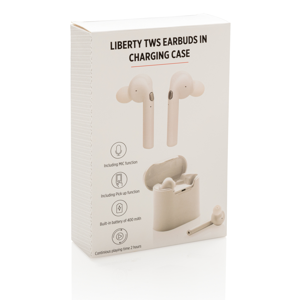 Auriculares inalámbricos Liberty en caja de carga