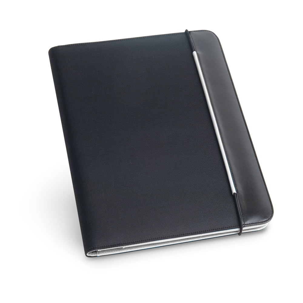 FITZGERALD. Portafolios A4 en PU y 800D con bloc de hojas forrado