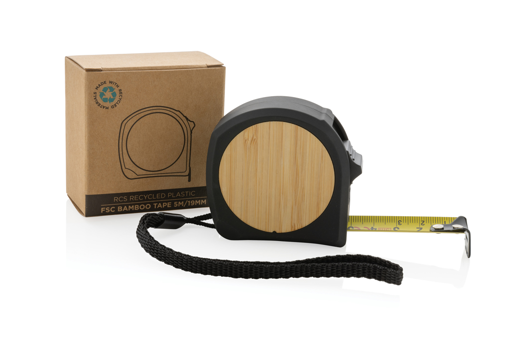 Flexómetro de bambú de plástico reciclado RCS 5M/19mm